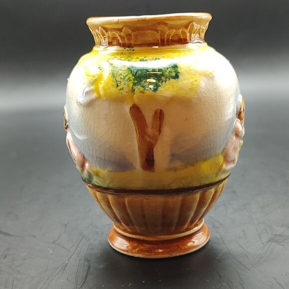 Pico Hand Painted Small Bud Vase Boy/Girl Garden Scene Made in Occupied Japan - Picture 2 of 8